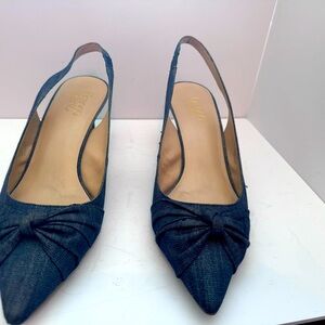 Franco Sarto denim kitten heel slingback size 10